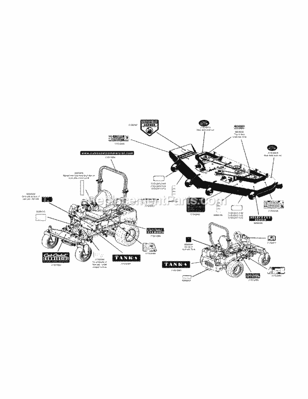 Label Map Diagram and Parts List for S7237-KW 53AI8DU8050 Cub Cadet Sprayer